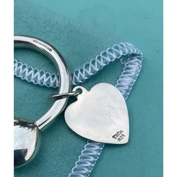 Vintage Tiffany Co. Sterling Silver Puffy Heart Ball Screwball Key Ring Keychain - Picture 14 of 16